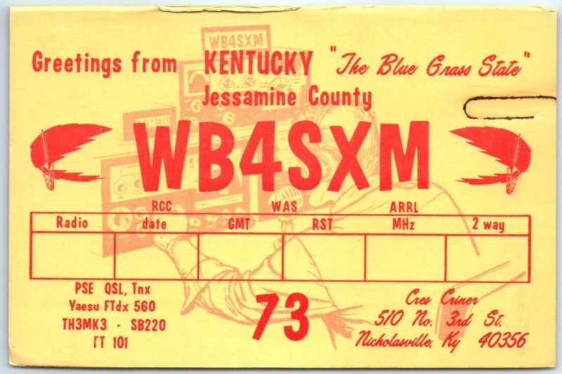 M-47484 Kentucky The Blue Grass State Jessamine County WB4SXM Radio