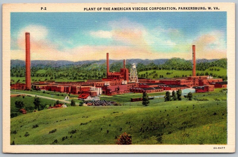 Parkersburg West Virginia 1940s Postcard Plant Of American Viscose Corporation