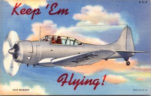 Linen PC Keep 'Em Flying Dive Bomber Advertising Schoewe's Portland Oregon