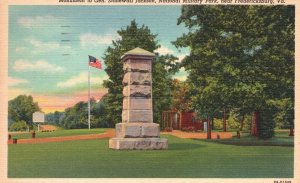 Vintage Postcard 1950's Monument Gen. Stonewall Jackson Military Park Virginia