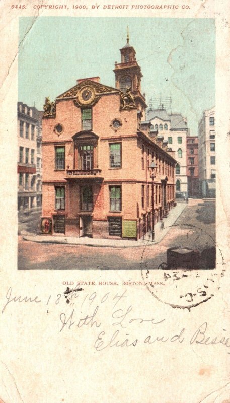 Vintage Postcard 1904 Old State House Building Landmark Boston Massachusetts MA