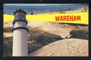 Wareham, Massachusetts/MA Postcard, View Of Lighthouse & Beach, Cape Cod, 1968!