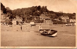 VINTAGE POSTCARD VIEW OF THE VILLAGE OF SHANKLIN ISLE OF MAN FROM THE BEACH