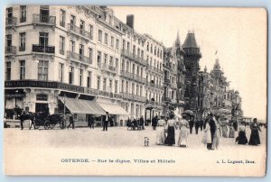 Ostende Belgium Postcard On La Digue Villas and Hotel c1905 Antique Unposted