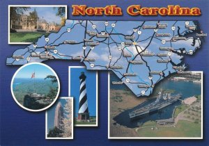 Map of North Carolina the Har Heel State - Flower Dogwood - Bird Cardinal