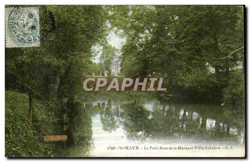 Postcard Old Saint Maur Le Petit Bras of the Marne and Villa Schaken