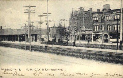 YMCA and Lexington Ave, Passaic, New Jersey, NJ, USA Railroad Train Depot 190...