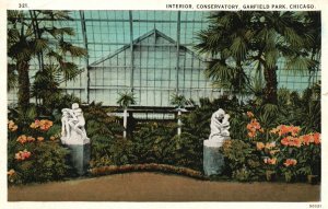 Vintage Postcard 1935 Interior Conservatory Garfield Park Chicago Illinois ILL.
