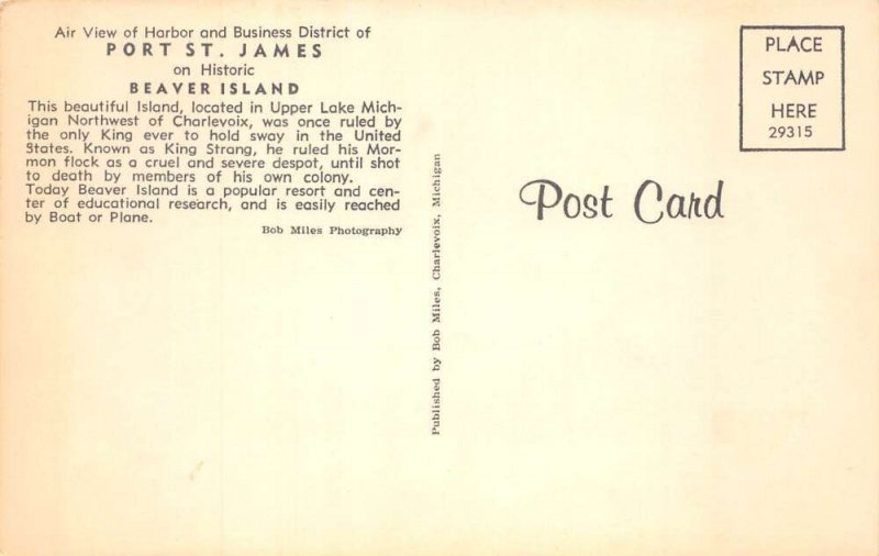 Port St. James Michigan Air View Of Harbor & Business District, PC U23045
