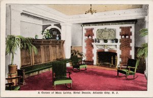 Atlantic City NJ Hotel Dennis Main Lobby Unused Kropp Postcard F28