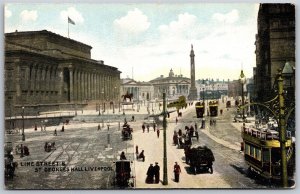 Vtg Liverpool England St Georges Hall Lime Street View 1910s Old Postcard