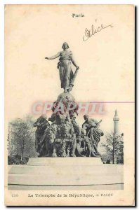Old Postcard Paris Triumph of the Republic of Dalou Lion
