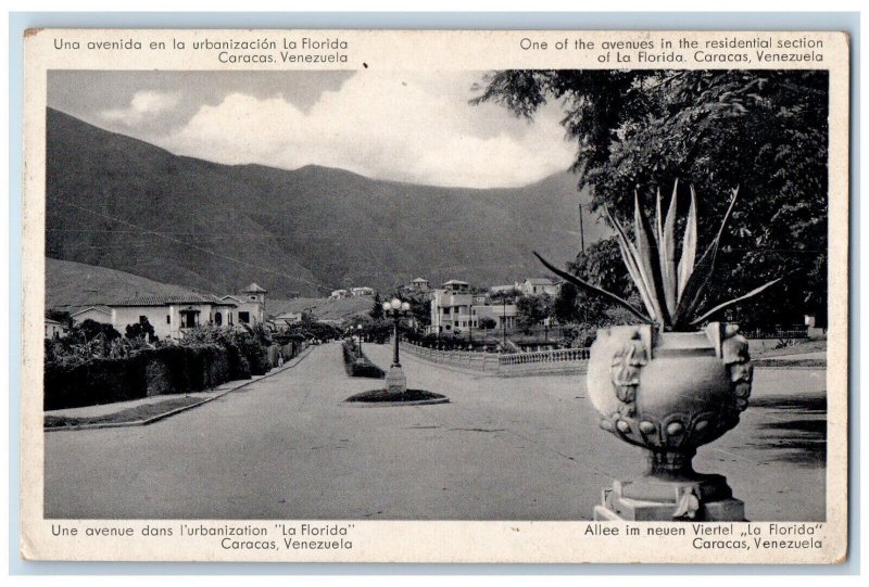 c1940's One of Avenues in the Residential Section Caracas Venezuela Postcard