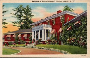 Postcard NY Saranac Lake Entrance to General Hospital