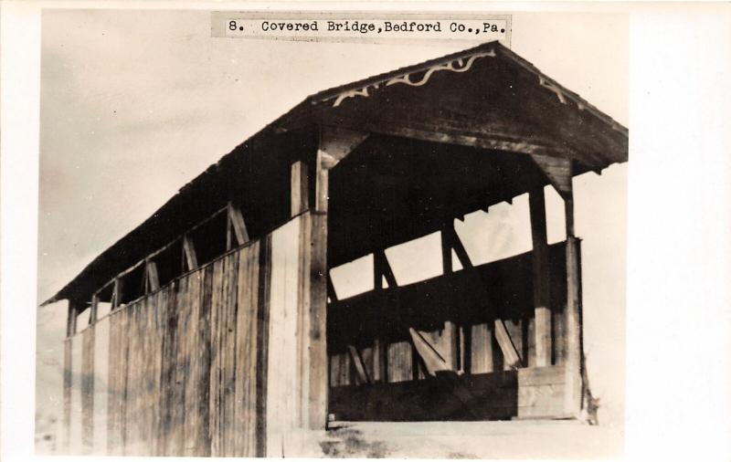 F28/ Bedford County Pennsylvania RPPC Postcard 40s Covered Bridge