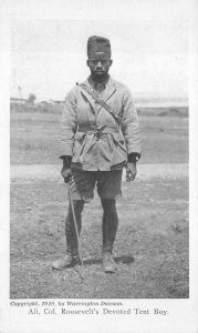 ALI COL. ROOSEVELT DEVOTED TENT BOY BLACK AMERICANA POSTCARD (1910)