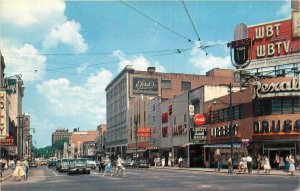 Postcard North Carolina Charlotte North Tyron Trade Colorpicture autos NC24-1237