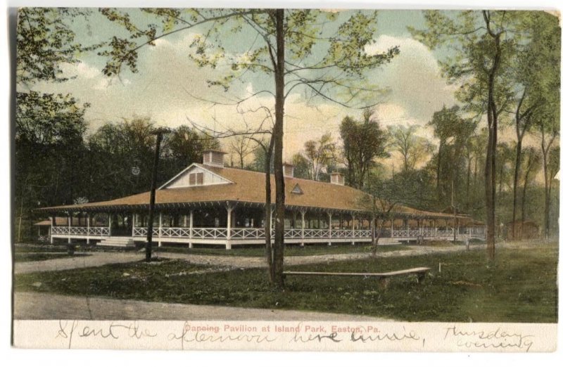 Postcard Dancing Pavilion Island Park Easton PA 1907