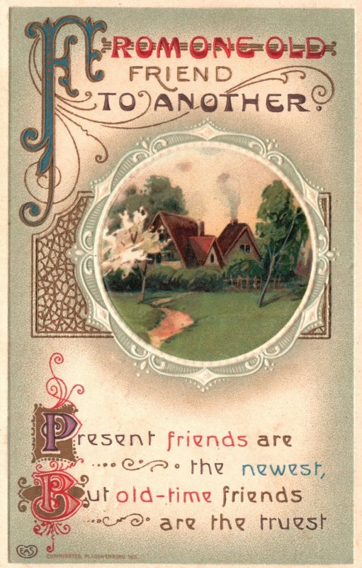 Vintage Postcard 1915 From One Old Friend To Another Memories Of Friendship