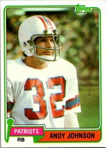 1981 Topps Football Card Andy Johnson New England Patriots sk10383