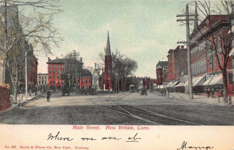 Main Street, New Britain, Connecticut, Early Postcard, Used in 1906