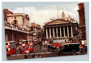 Vintage 1940's Colorized Photo Postcard London Street Scene During WW2 COOL
