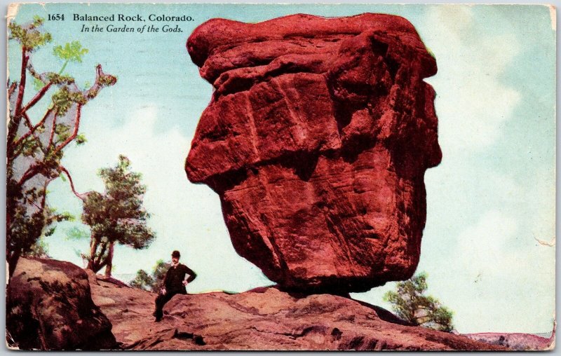 1911 Balanced Rock Colorado In The Garden Of Gods Rock Formation Posted Postcard