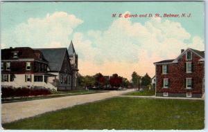 BELMAR, NJ  New Jersey    Methodist CHURCH Street Scene   1914  Postcard