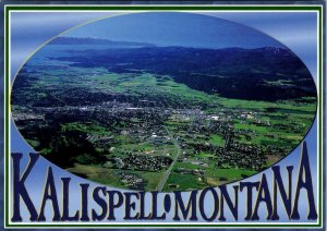 Kalispell, MT Montana   AERIAL VIEW   Flathead County  4X6 Chrome Postcard