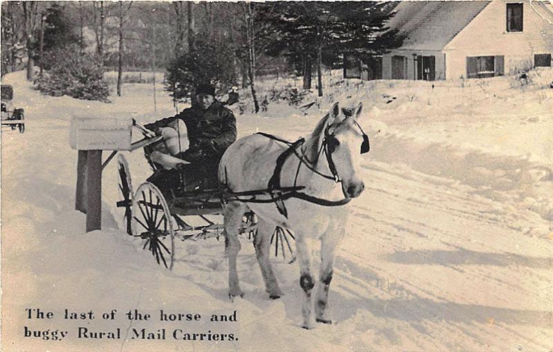 Kents Hill ME R.F.D. Mail Carrier Horse & Wagon 1938 RPPC Postcard