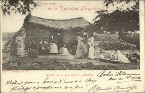 Argentina Natives Thatch Roof Home Provincia de Mendoza 1902 Used Postcard