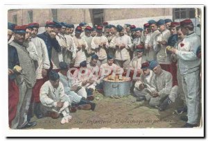 Old Postcard Army Infantry L & # 39epluchage apples (Saint Dizier Textile clo...