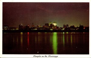 Tennessee Memphis Skyline At Night From Across The Mississippi River