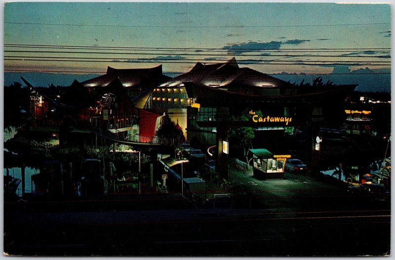 1968 Motel Row's Newest Addition Castaways Miami Beach Florida Posted Postcard