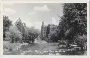 RPPC of Riverside Hotel & Truckee River, Reno, Nevada, NV, EKC real photo