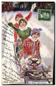 Old Postcard of Sports & # 39hiver Ski Women's Luge