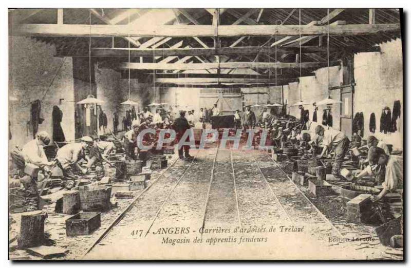 Old Postcard Ardoisieres Angers Carrieres d & # 39ardoises of Trelaze apprent...