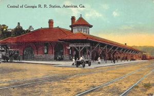 Americus GA Central Georgia Railroad Station Train Depot Postcard