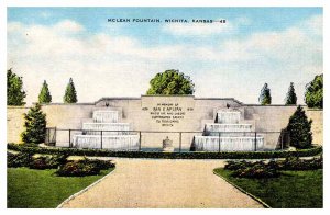 Postcard FOUNTAIN SCENE Wichita Kansas KS AR6324