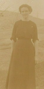 Vintage 1900's RPPC Postcard Woman in Black Dress in the Country - LIGHT