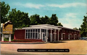 Linen Postcard Show-Me Motel on Highway 40-63 in Columbia, Missouri