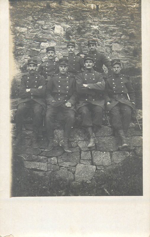 French military regimental uniforms inter-wars group real photo postcard 