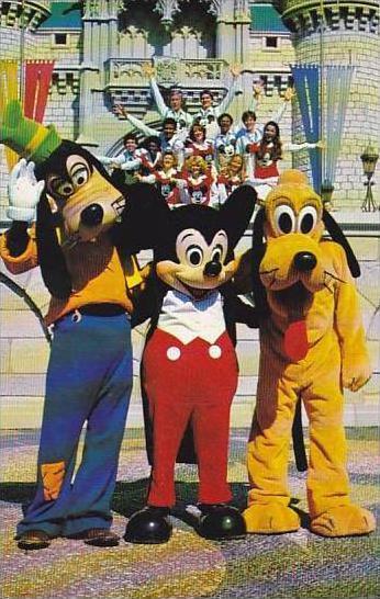 Florida Walt Disney World Goofy Mickey And Pluto Pose With One Of The Many Di...