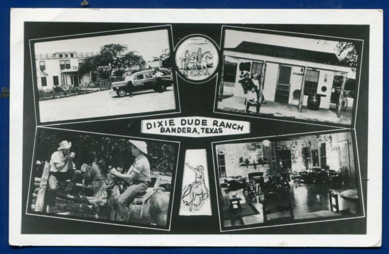 Bandera Texas tx Dixie Dude Ranch multi views real photo postcard RPPC