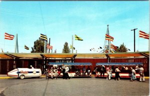 Portland, OR Oregon ROCKET TRACKLESS TRAIN Exposition Grounds ca1950's Postcard