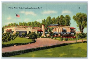 c1940 Piping Rock Club Building Road US Flag Saratoga Springs New York Postcard