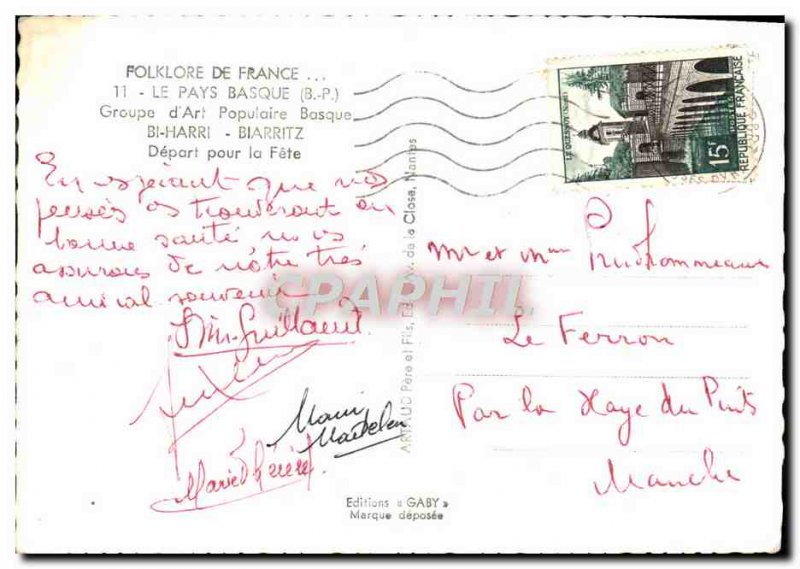 Old Postcard The Basque Group & # 39Art Poputaire Bi-Harri Basque Biarritz De...