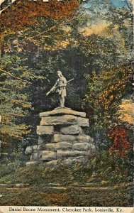 LOUISVILLE KY~CHEROKEE PARK-FRONTIERSMAN DANIEL BOONE MONUMENT-1910s POSTCARD