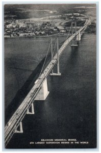 c1950 Delaware Memorial Bridge View World 6th Largest Wilmington DE Postcard