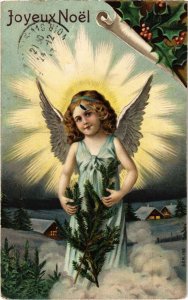 PC MERRY CHRISTMAS EMBOSSED FANTASY ANGELS (a33980)